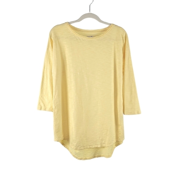 Chico’s Cotton Blend Slub Drop Shoulder Tunic Top Chico's 1/Women's M Yellow - Picture 1 of 9